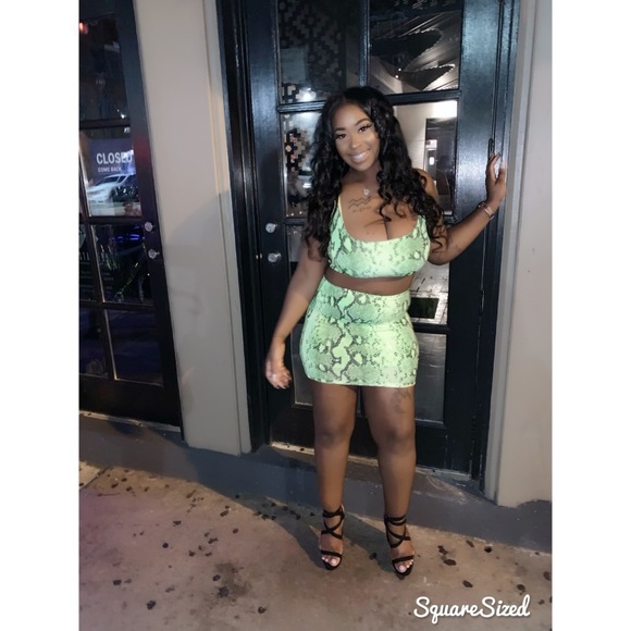 lime green snakeskin dress